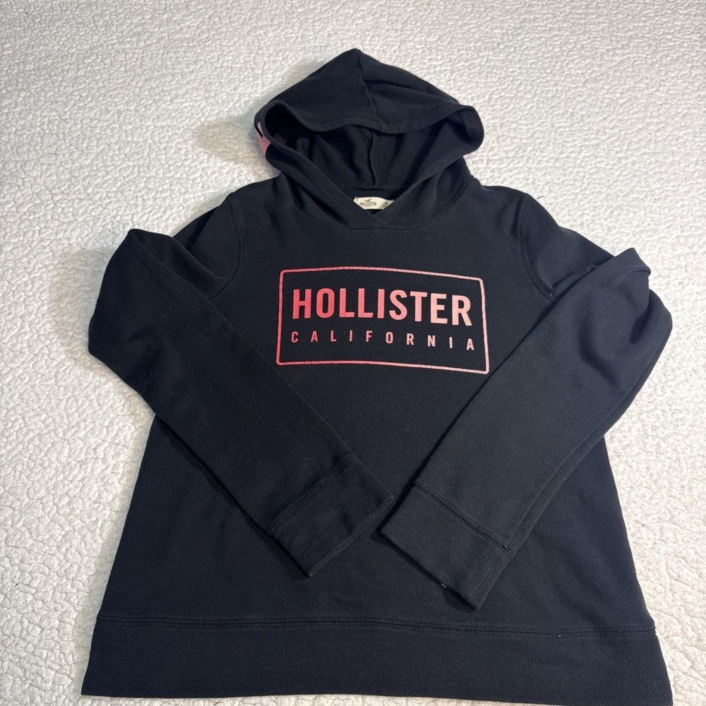 Hollister Sweatshirt Womens medium black Hoodie Graphic Sweatshirt rare trendy